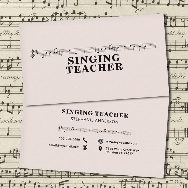 Gesangslehrer - Musikblatt Visitenkarte (Singing Teacher - Music Sheet Business Card)