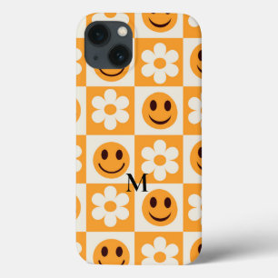 Geschacherten Blumen und orange lächelnden Gesicht Case-Mate iPhone Hülle