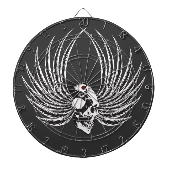 Geschädelt mit Flügeln und Zähnen Dartscheibe (vorne)