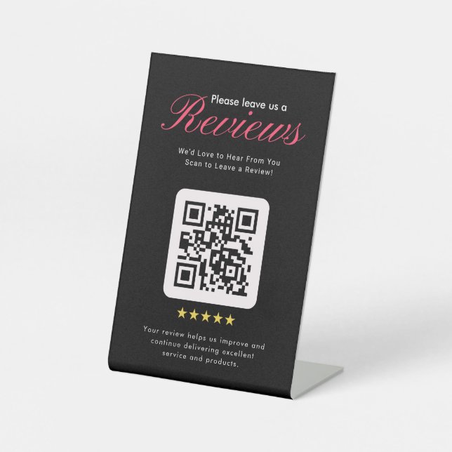Geschäft 5-Sterne-Bewertungs-QR-Code Geschäft Tisc Sockelschild (Vorderseite)