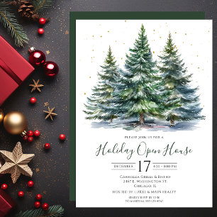 Geschäft Aquarell Kiefern Open House Einladung