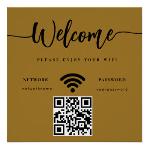 Geschäft Begrüßungsskript WIFI QR Code Gold Poster