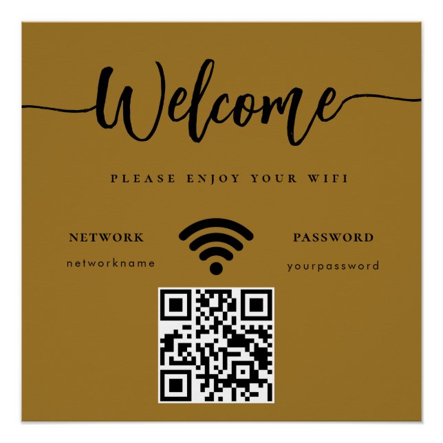 Geschäft Begrüßungsskript WIFI QR Code Gold  Poster (Vorderseite)