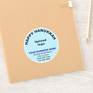 Geschäft Chanukka Hellblauer runder Vinyl-Aufklebe Aufkleber