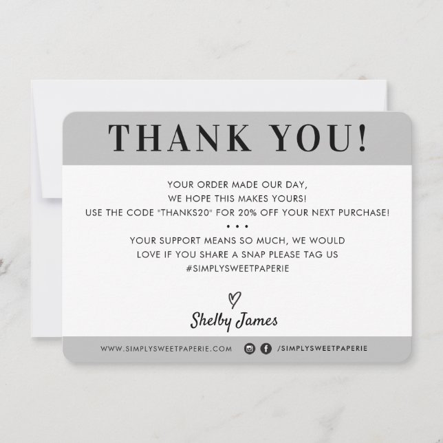 GESCHÄFT DANK IHNEN berufliches modernes, schlicht Dankeskarte (Vorderseite)