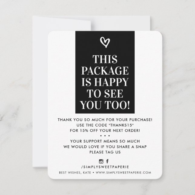 GESCHÄFT DANK IHNEN moderne, mutige Schwarz-weiße Dankeskarte (Vorderseite)