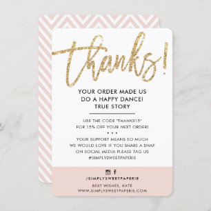 GESCHÄFT DANK IHNEN modernen goldenen Glitzer rot Dankeskarte