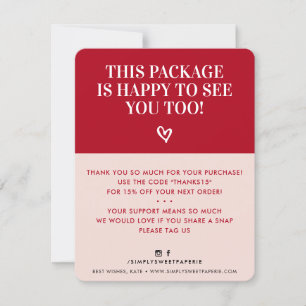 GESCHÄFT DANK minimaler moderner, fett rosa rot Dankeskarte