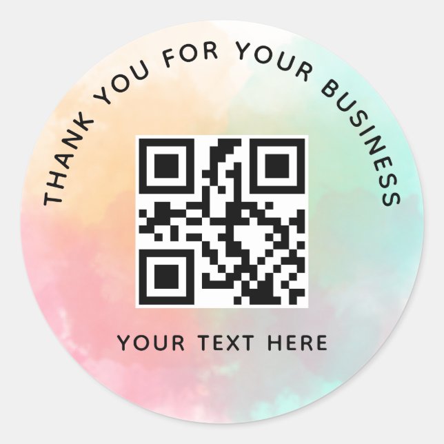 Geschäft Danke Benutzerdefinierter QR-Code Farbige Runder Aufkleber (Vorderseite)