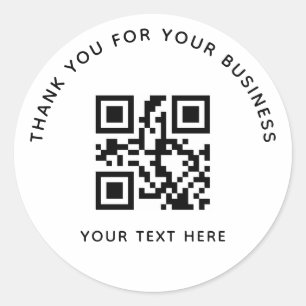 Geschäft Danke Benutzerdefinierter QR-Code Weiß Runder Aufkleber