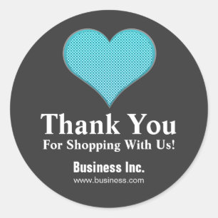 Geschäft danken Ihnen Tupfen-Herz-Blau Runder Aufkleber