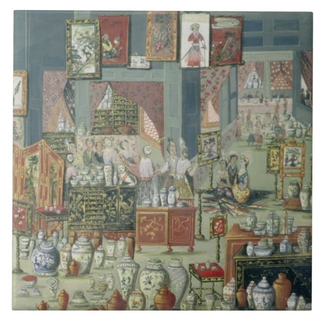 Geschäft, das chinesische Waren, Mitte des 18. Fliese (Vorderseite)