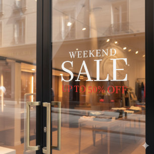 Geschäft Elegant Minimal Weiß & Rot Laden Sale Fensteraufkleber
