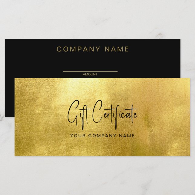 Geschäft Geschenkgutschein Gold & Schwarz (Vorne/Hinten)