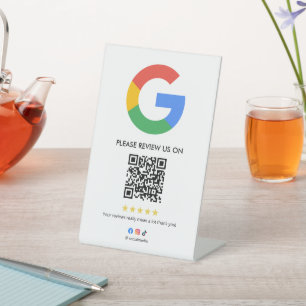 Geschäft Google Bewertungs-Tischschild l QR-Code Sockelschild