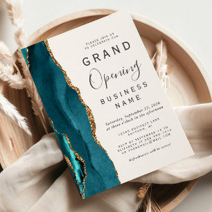 Geschäft Große Eröffnung Teal Gold Achat Einladung