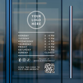 Geschäft Logo Öffnungszeiten Soziale Medien QR-Cod Fensteraufkleber
