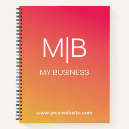 Geschäft Pink Orange Farbverlauf Monogramm  Notizbuch