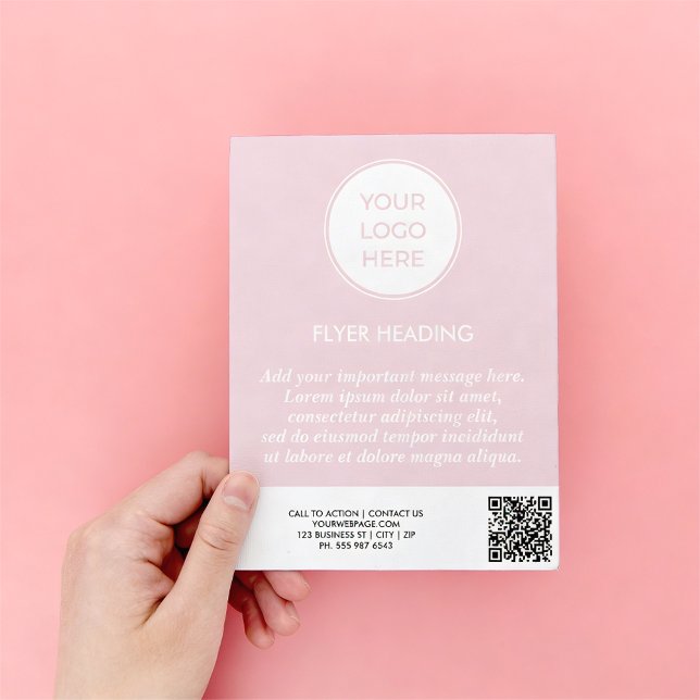 Geschäft Rosa Logo QR-Code Vorlage Flyer (Flyer shown in 4.5 x 5.6 inches.)
