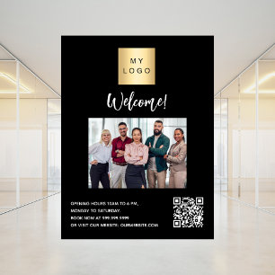 Geschäft schwarzes Logo Foto Willkommens-QR-Code Fensteraufkleber