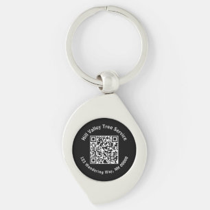 Geschäft Schwarzweiß-QR-Code und Text Schlüsselanhänger