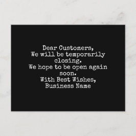 Geschäft, vorübergehende Einstellung Postkarte