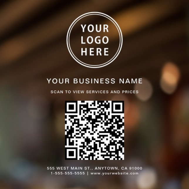 Geschäft Weißes Logo QR-Code-Fensterfolie Fensteraufkleber (Von Creator hochgeladen)