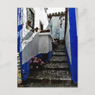 Geschäfte und Schritte in Obidos Portugal Postkarte