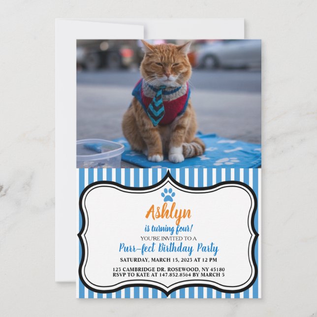 Geschäftliche Katze Schöne Einladung (Vorderseite)