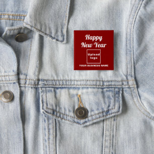 Geschäftliche Neujahrsgrüße auf rotem quadratische Button