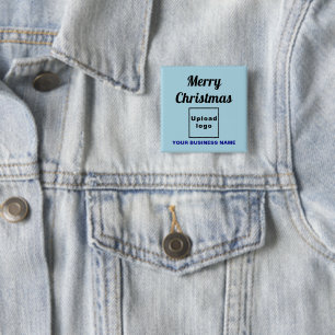Geschäftliche Weihnachtsgrüße auf hellblauem Quadr Button