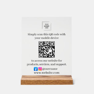 Geschäftliches Acryl-QR-Code-Werbeschild für den T Acrylschild