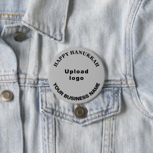 Geschäftliches Chanukka-Grußwort auf grauem runden Button