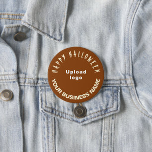 geschäftliches Halloween-Gruß auf brauner Form Button