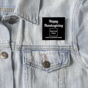 Geschäftliches Thanksgiving-Grußwort auf schwarzem Button