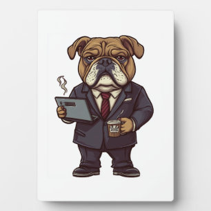 Geschäfts Bulldogge � Lustiger Bürohund Fotoplatte
