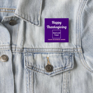 Geschäfts-Dankesgruß auf violettem Quadrat Button