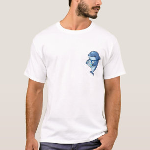 Geschäfts-Delfin hält ein Tablet mit Selbstvertrau T-Shirt