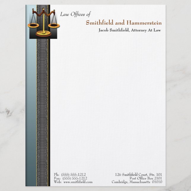Geschäfts-Eleganz-Rechtsanwalts-Briefkopf Briefbogen (Vorderseite)