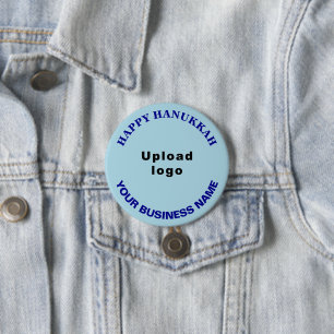 Geschäfts-Hanukkah-Gruß auf hellblauem Rund Button