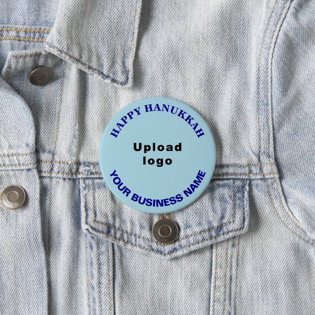 Geschäfts-Hanukkah-Gruß auf hellblauem Rund Button (Beispiel)