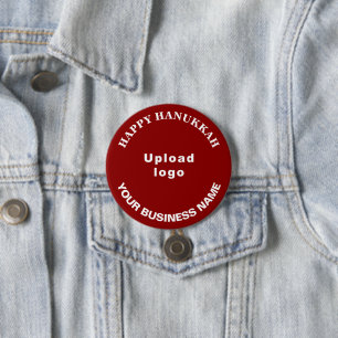 Geschäfts-Hanukkah-Gruß auf rotem runden Knopf Button