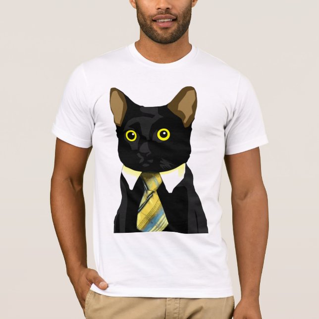 Geschäfts-Katze Meme T-Shirt (Vorderseite)