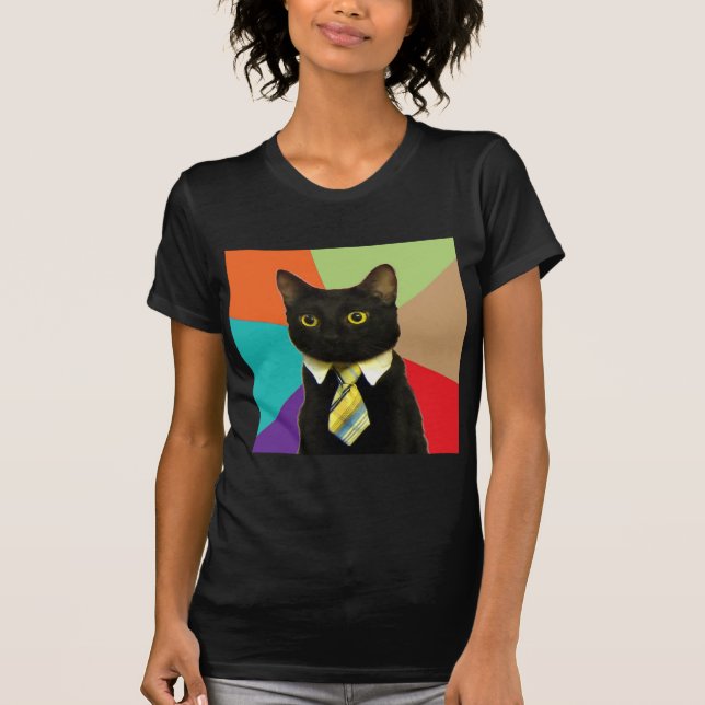 Geschäfts-Katzen-Ratetier Meme T-Shirt (Vorderseite)