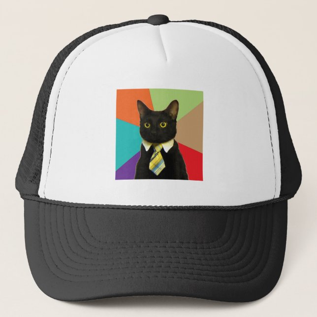Geschäfts-Katzen-Ratetier Meme Truckerkappe (Vorderseite)