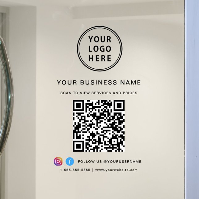Geschäfts-Logo QR-Code Fensteraufkleber (Business Logo QR Code Window Cling)