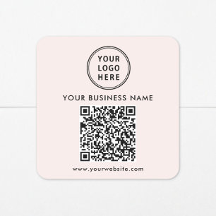 Geschäfts-Logo QR-Code Rosa Quadratischer Aufkleber