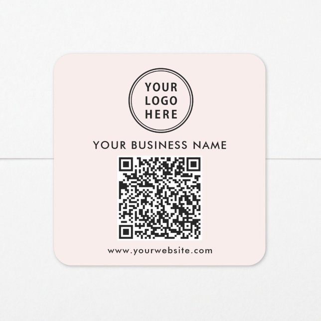Geschäfts-Logo QR-Code Rosa Quadratischer Aufkleber (Business Logo QR Code Pink Square Sticker)