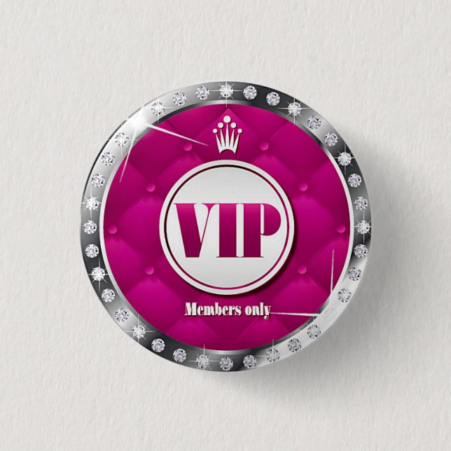 Geschäfts-oder Party-heißes Rosa-Diamant VIP Button (Vorderseite)
