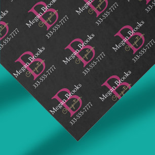 Geschäfts-Promo, Name, Monogramm und Titel auf Sch Seidenpapier
